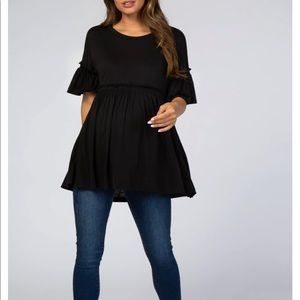 Pinkblush maternity black ruffle maternity top new with tags